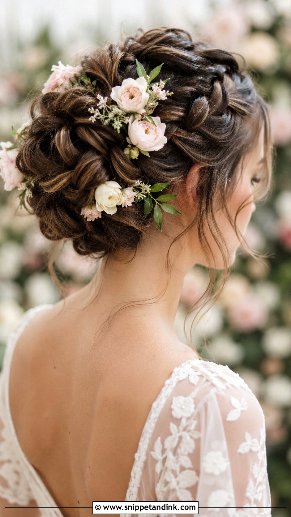 Braided Bun With Flowers - Snippet and Ink - 30 Bridal Braids