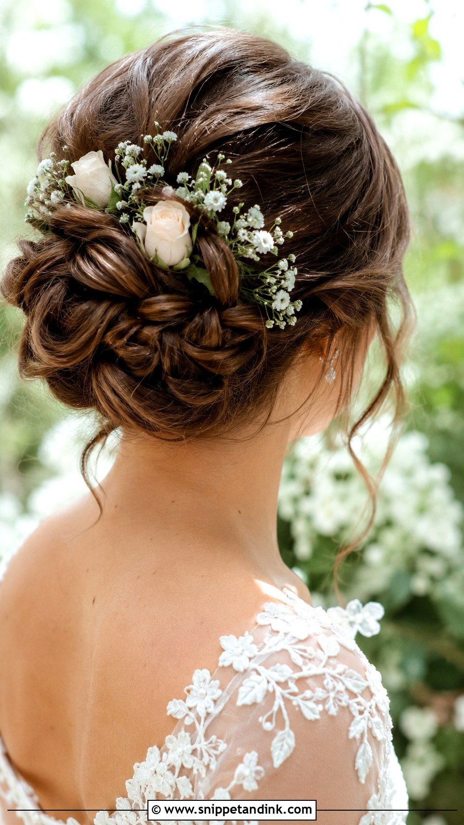 Braided Bun With Flowers - Snippet and Ink - 30 Wedding Braid Hairstyles