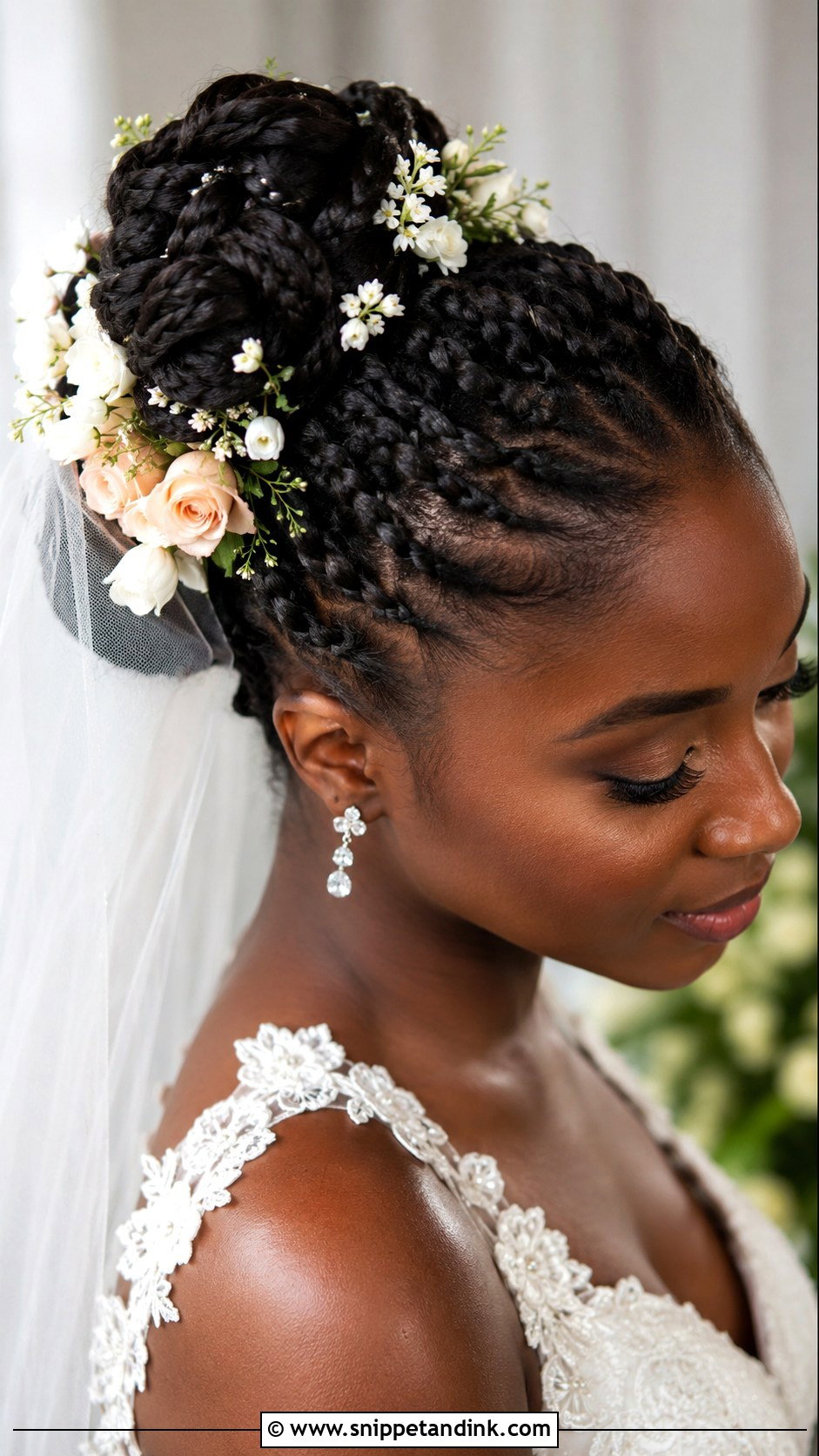 Braided Bun With Flowers - Snippet and Ink - 30 Wedding Hairstyles Black Women