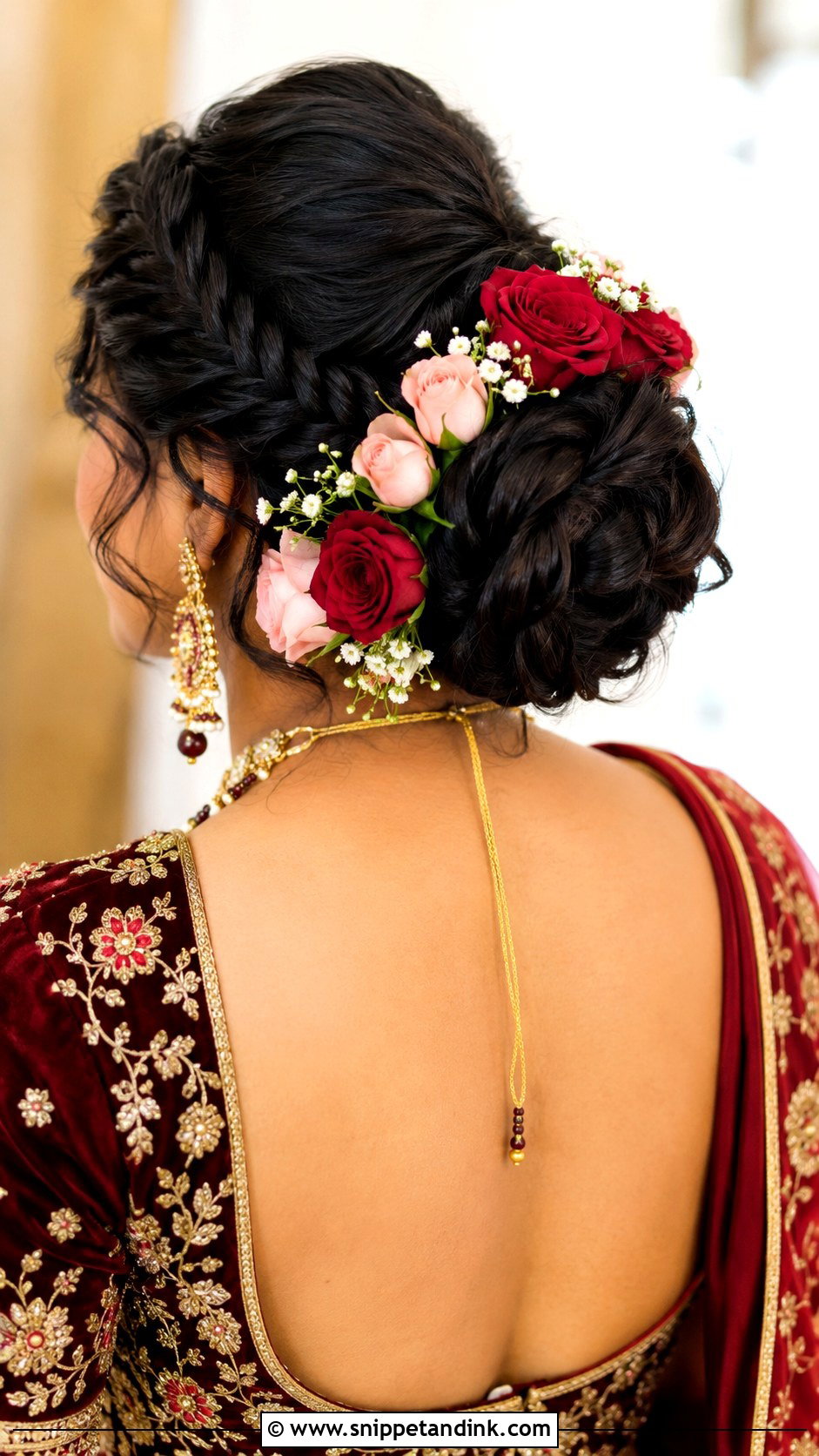 Braided Bun With Flowers - Snippet and Ink - 20 Indian Bridal Hairstyle Ideas