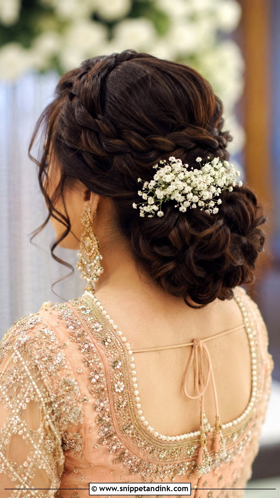 Braided Bun With Flowers - Snippet and Ink - 20 Nikah Bride Hairstyles
