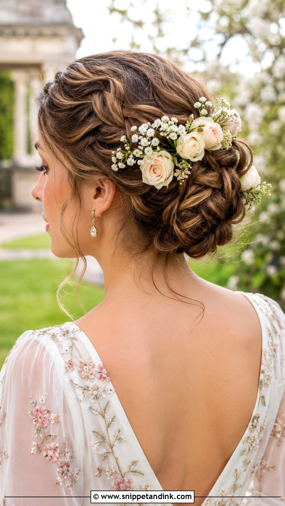 Braided Bun With Flowers for Wedding - Snippet and Ink - 25 Braided Hairstyles for Wedding