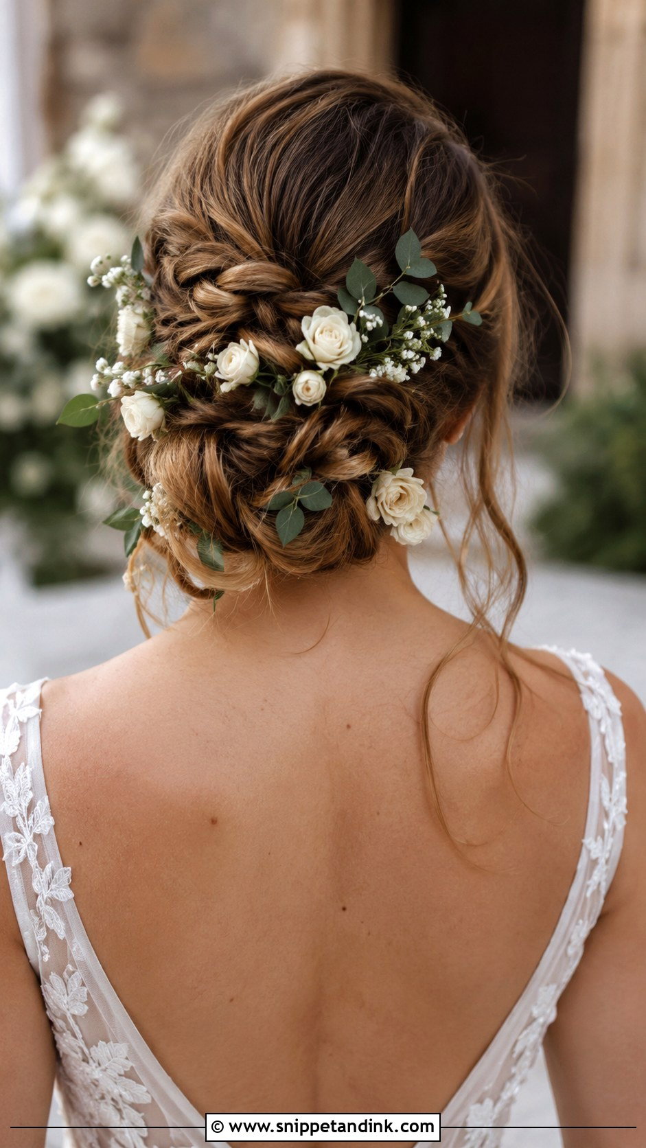 Braided Bun With Flowers - Snippet and Ink - 20 Bridal Braid Hairstyle Ideas
