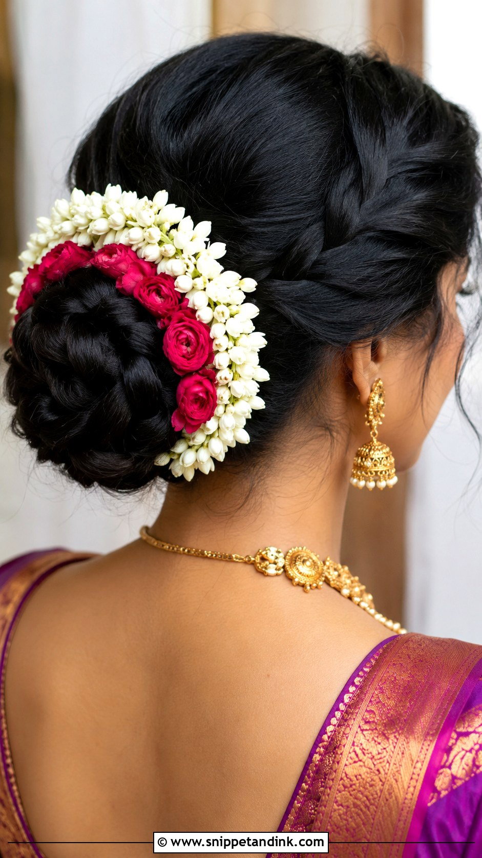 Braided Bun With Gajra - Snippet and Ink - 20 Indian Wedding Hair Styles