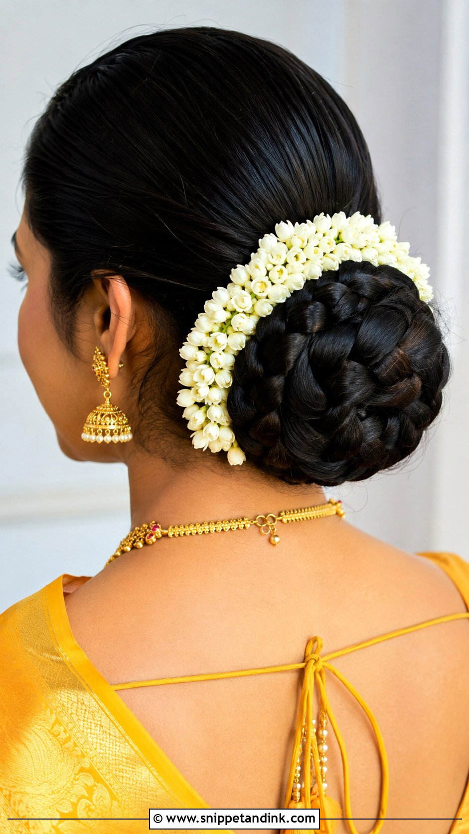 Braided Bun With Gajra - Snippet and Ink - 25 Hairstyles for Haldi Ceremony
