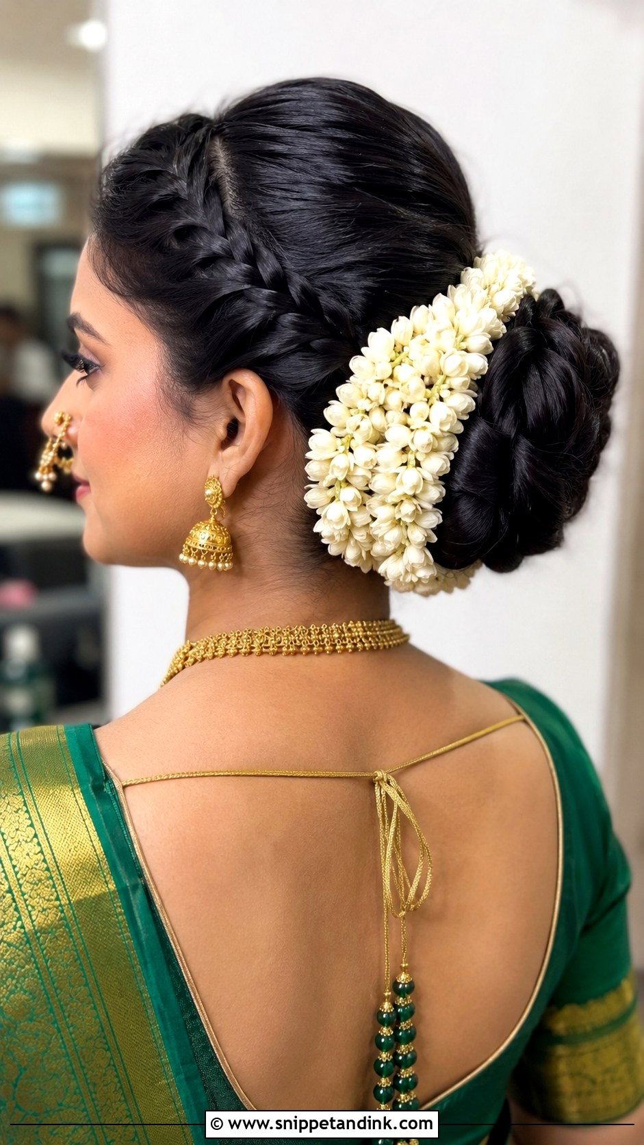Braided Bun With Gajra - Snippet and Ink - 25 Marathi Bride Hairstyle Ideas