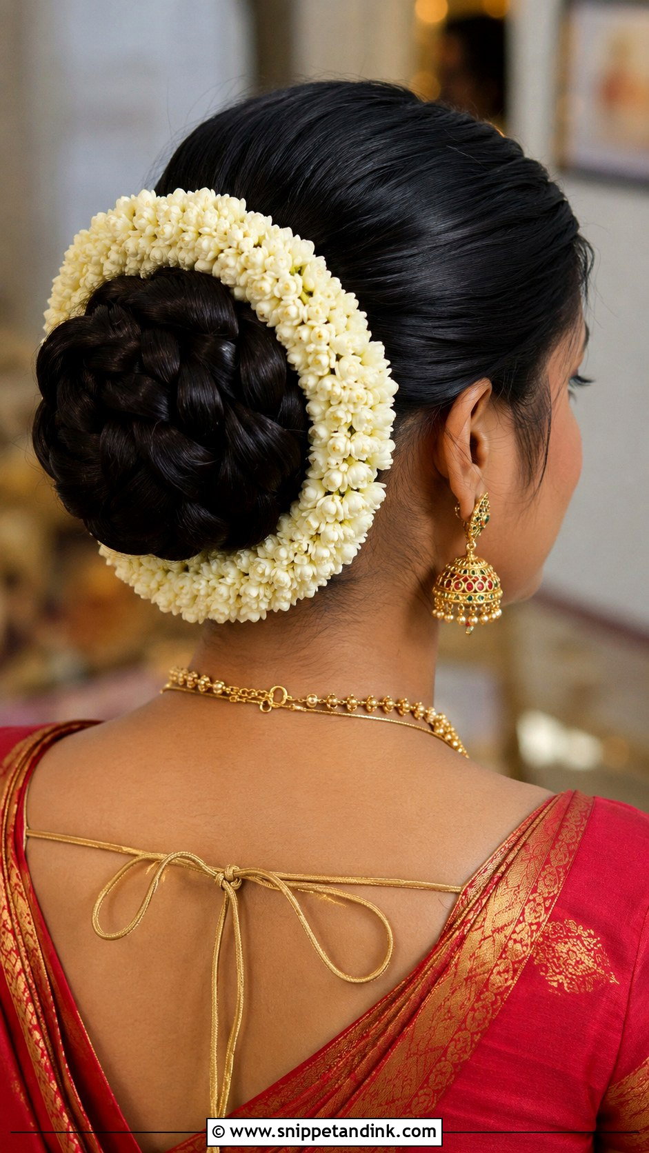 Braided Bun With Gajra - Snippet and Ink - 30 Indian Bridal Dulhan Hairstyles