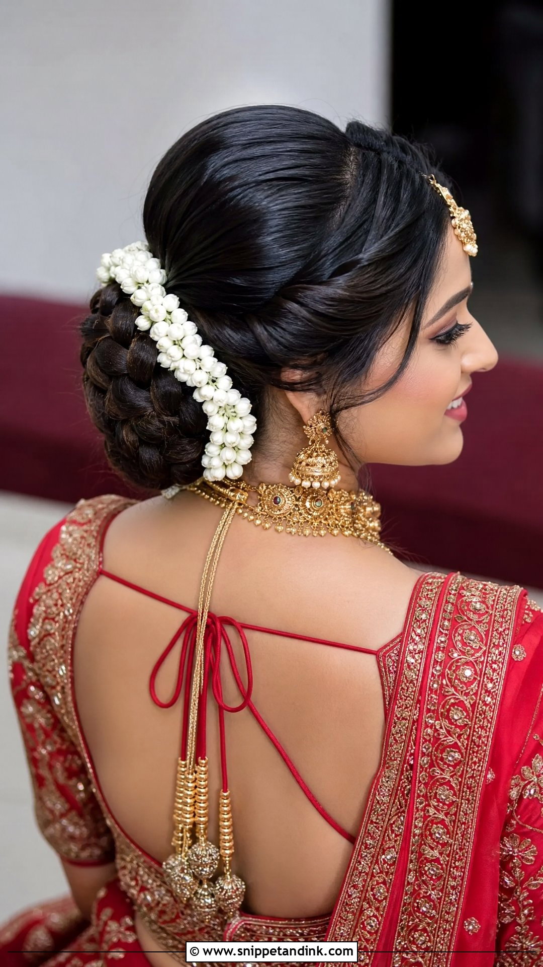 Braided Bun With Gajra With Lehenga - Snippet and Ink - 20 Hairstyle with Lehnga on Wedding Ideas