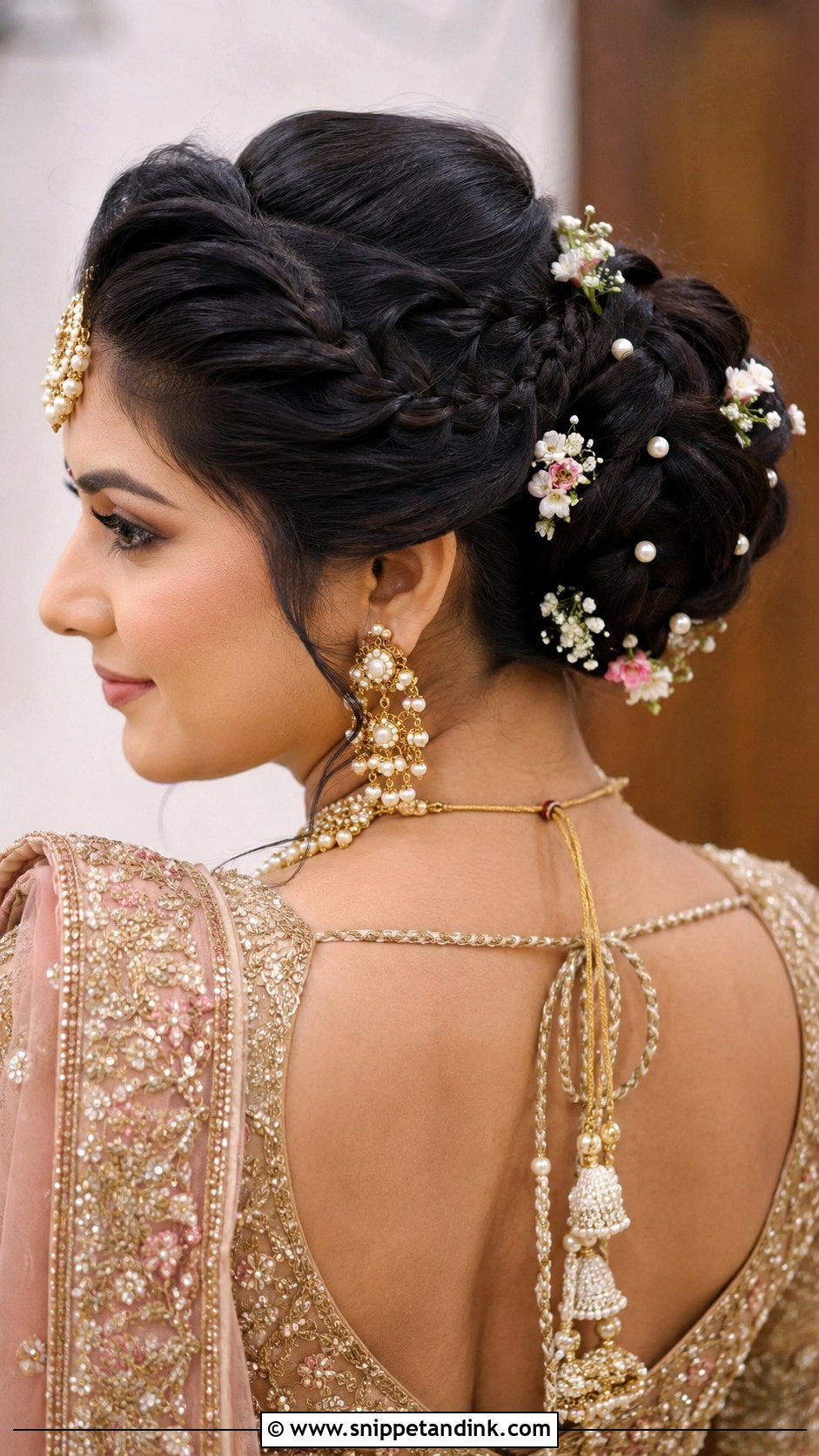 Braided Bun With Hair Accessories - Snippet and Ink - 20 Indian Hair Styles for Weddings