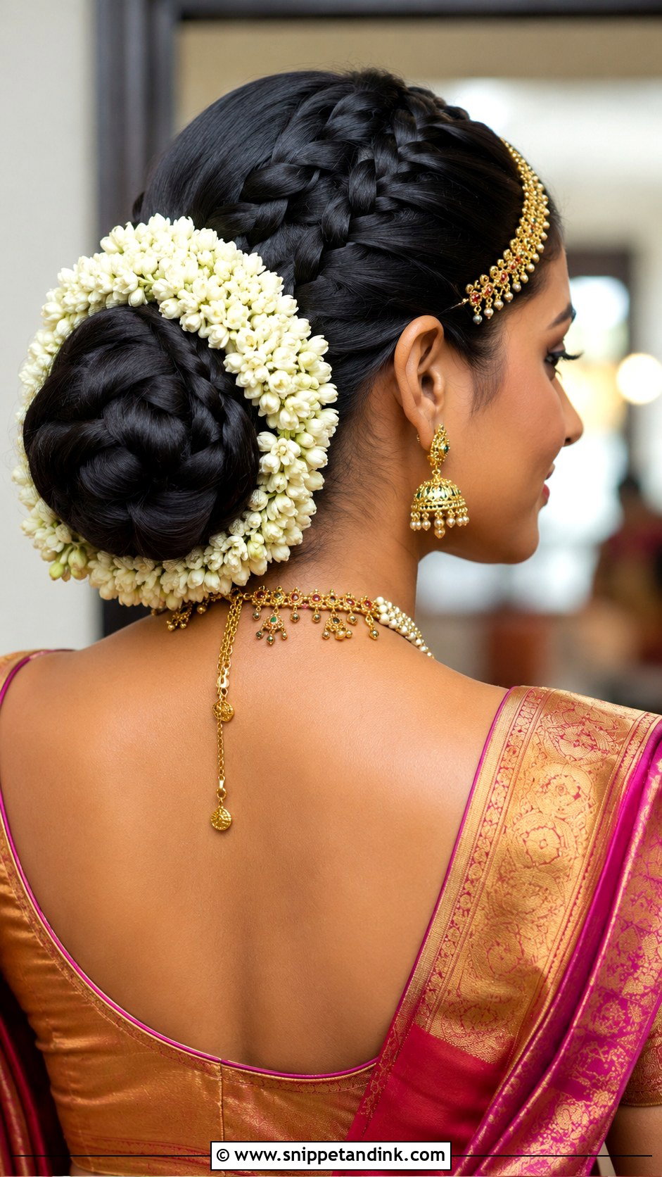 Braided Bun With Jasmine - Snippet and Ink - 25 Hindu Bride Hairstyle Ideas
