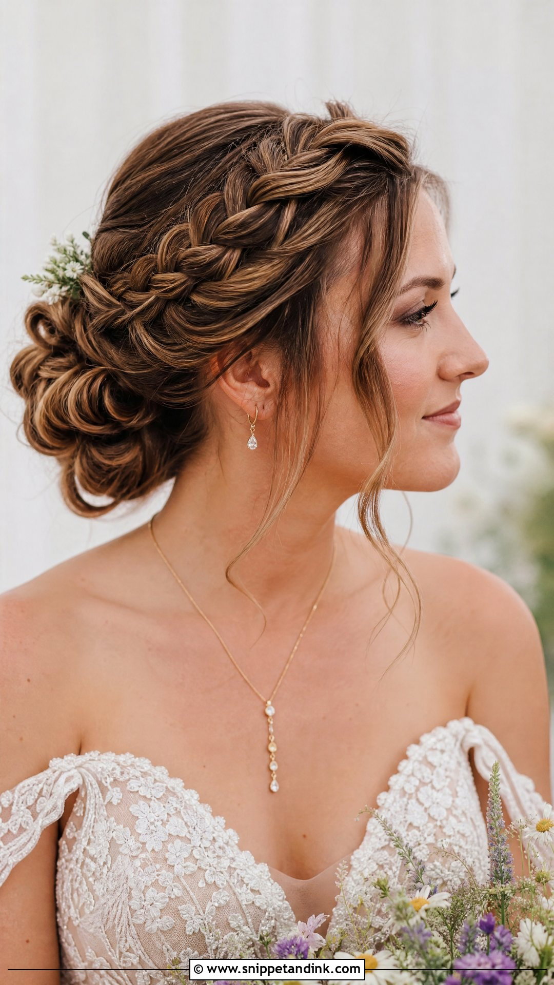 Braided Bun With Loose Tendrils - Snippet and Ink - 20 Soft Wedding Updo Ideas