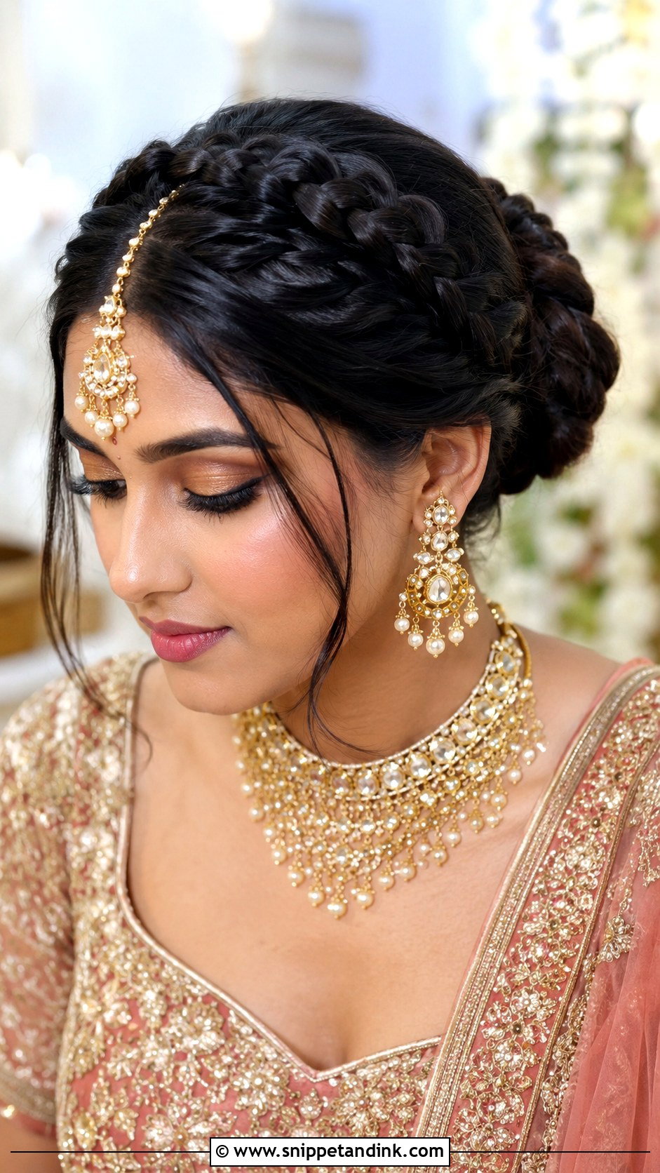 Braided Bun With Maang Tikka - Snippet and Ink - 25 Hairstyles for Marriage Function