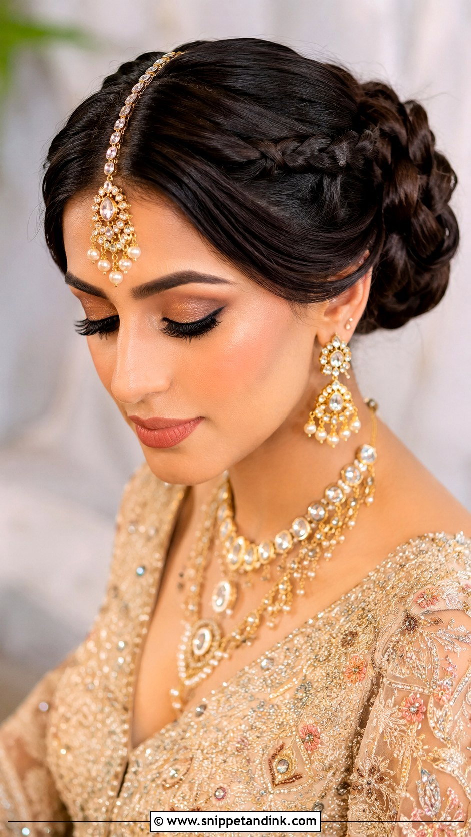 Braided Bun With Maang Tikka - Snippet and Ink - 25 Pakistani Wedding Hairstyles