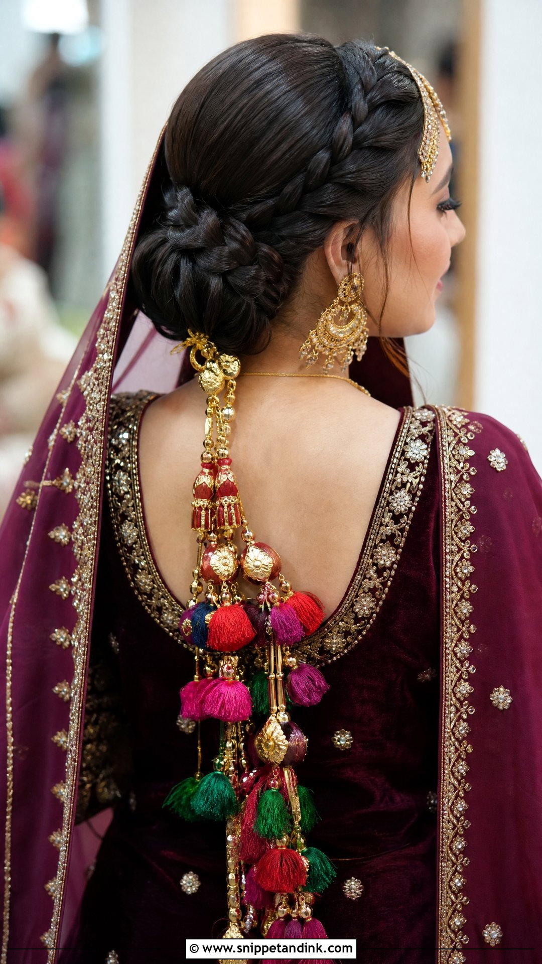 Braided Bun With Parandi - Snippet and Ink - 20 Punjabi Bride Hairstyle Ideas