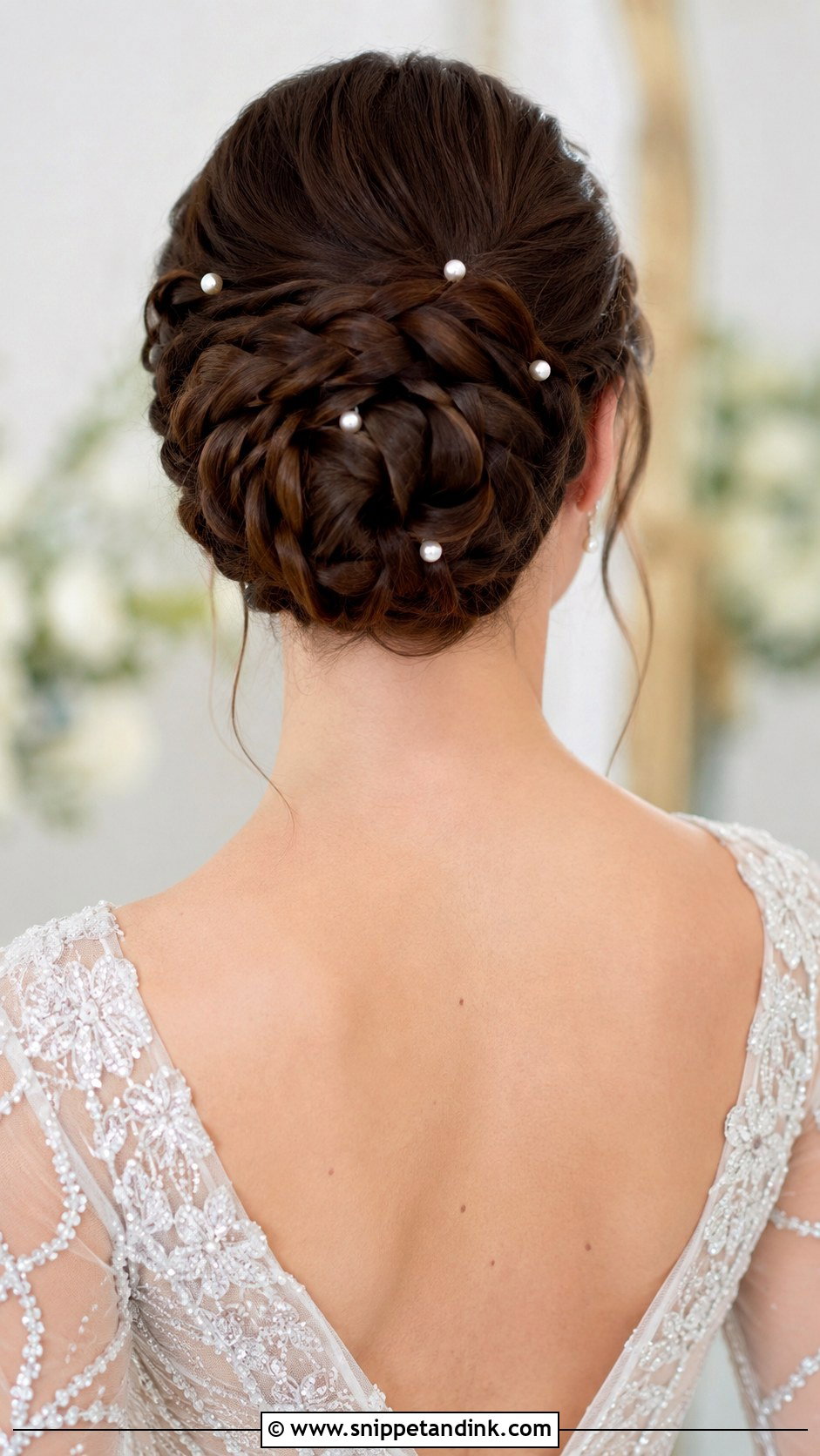 Braided Bun With Pearl Accents - Snippet and Ink - 25 Long Wedding Hair Ideas
