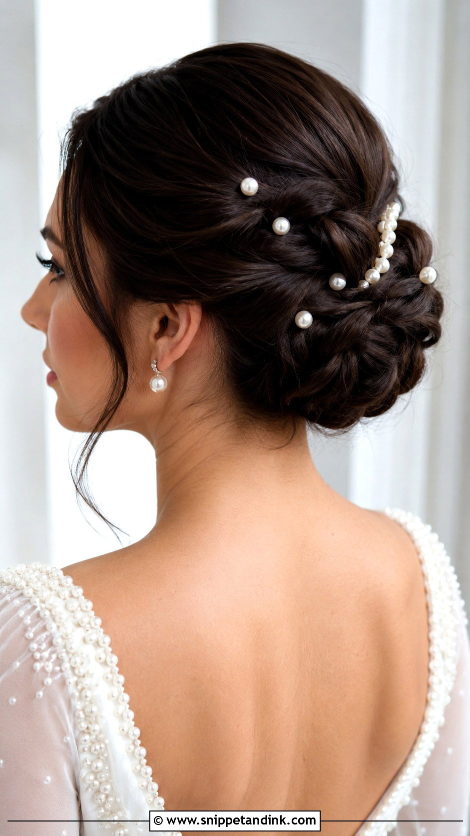 Braided Bun With Pearls - Snippet and Ink - 20 Braid Hairstyle for Weddings Ideas