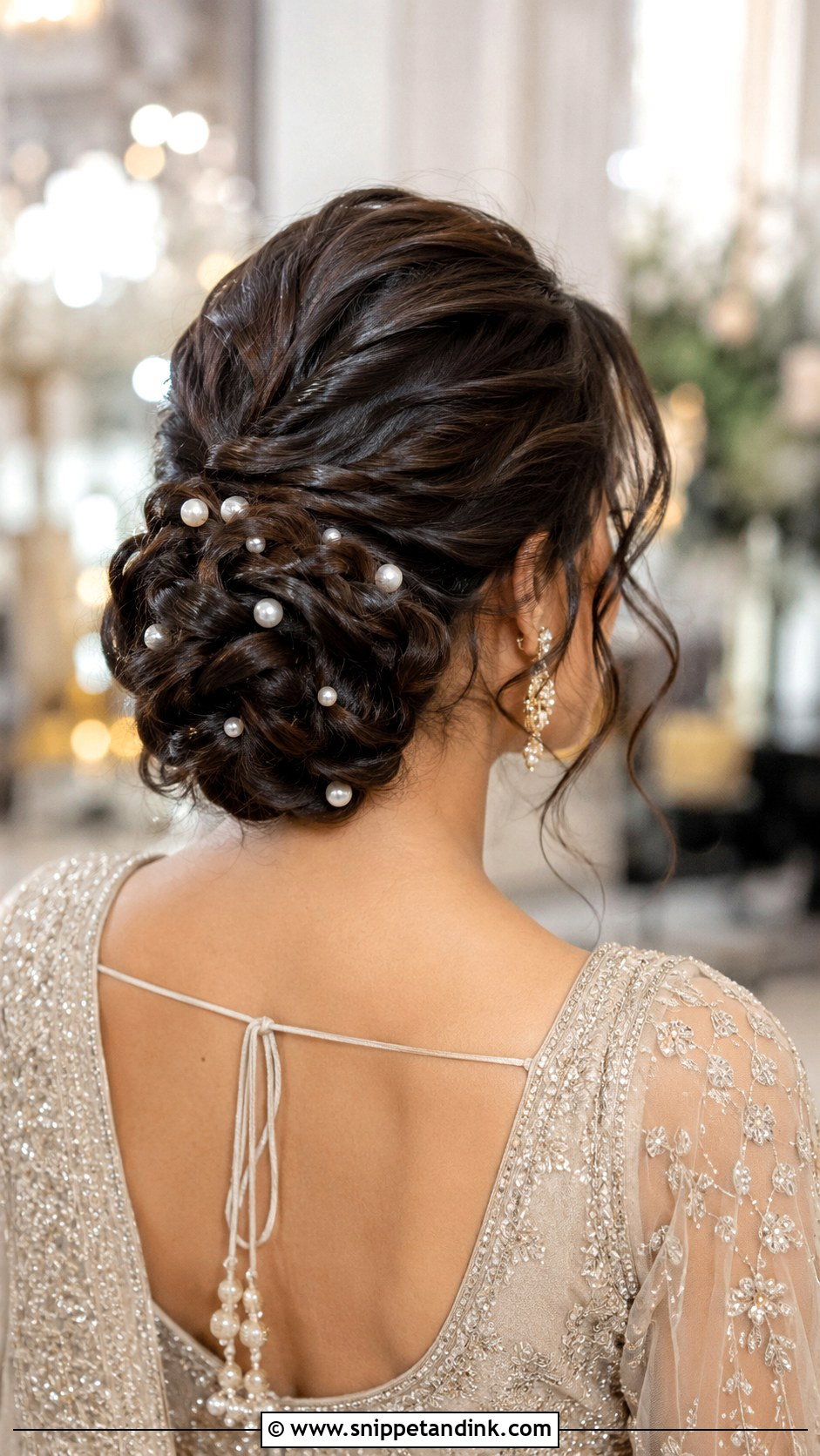 Braided Bun With Pearls - Snippet and Ink - 30 Indian Bridal Bun Hairstyles