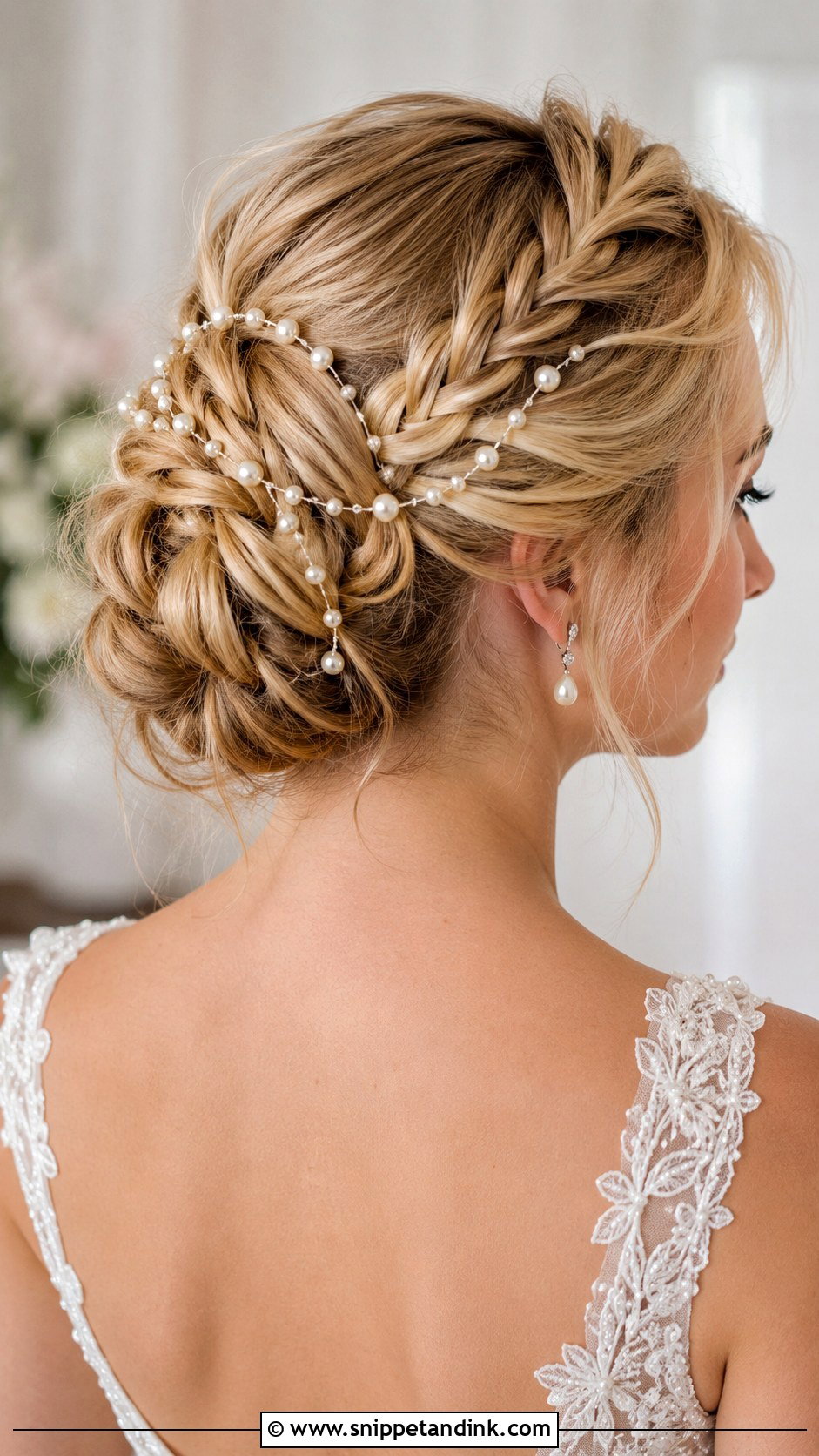 Braided Bun With Pearls - Snippet and Ink - 30 Wedding Braid Hairstyles