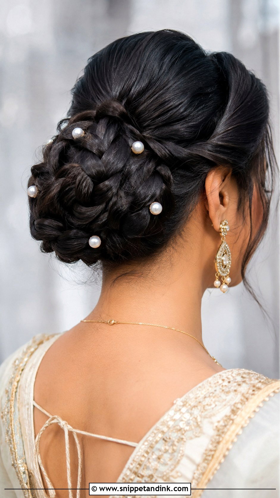 Braided Bun With Pearls - Snippet and Ink - 35 Mehndi Hairstyles