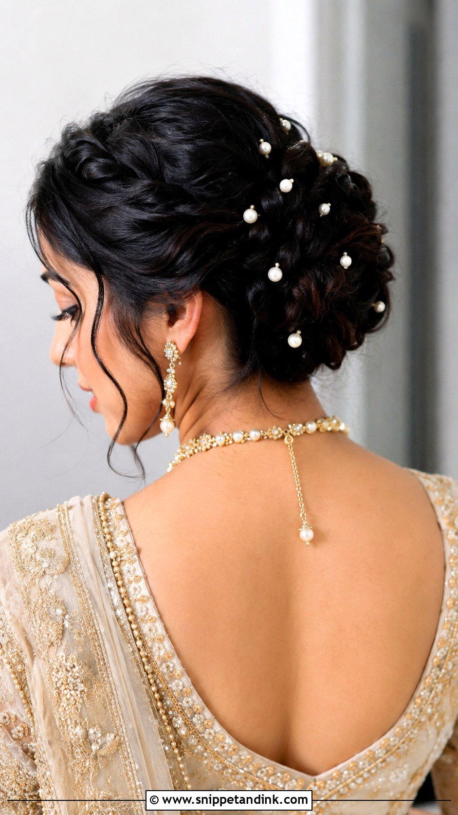 Braided Bun With Pearls - Snippet and Ink - 20 Indian Bridal Bun Ideas