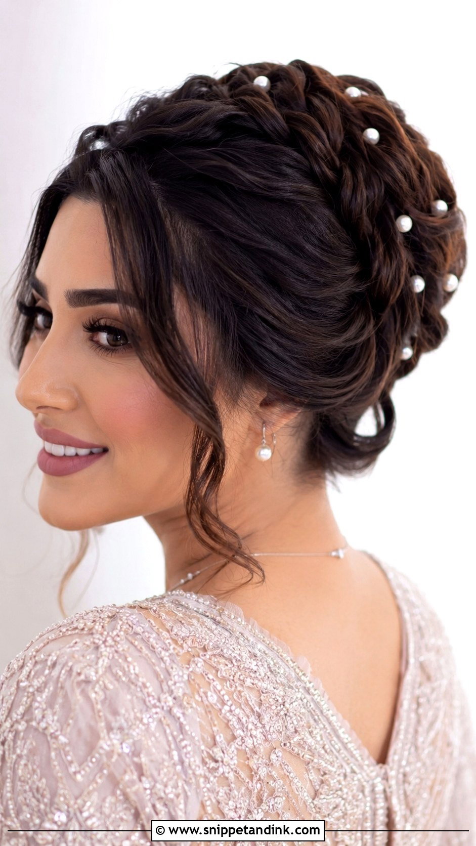 Braided Bun With Pearls - Snippet and Ink - 25 Muslim Bridal Hairstyles