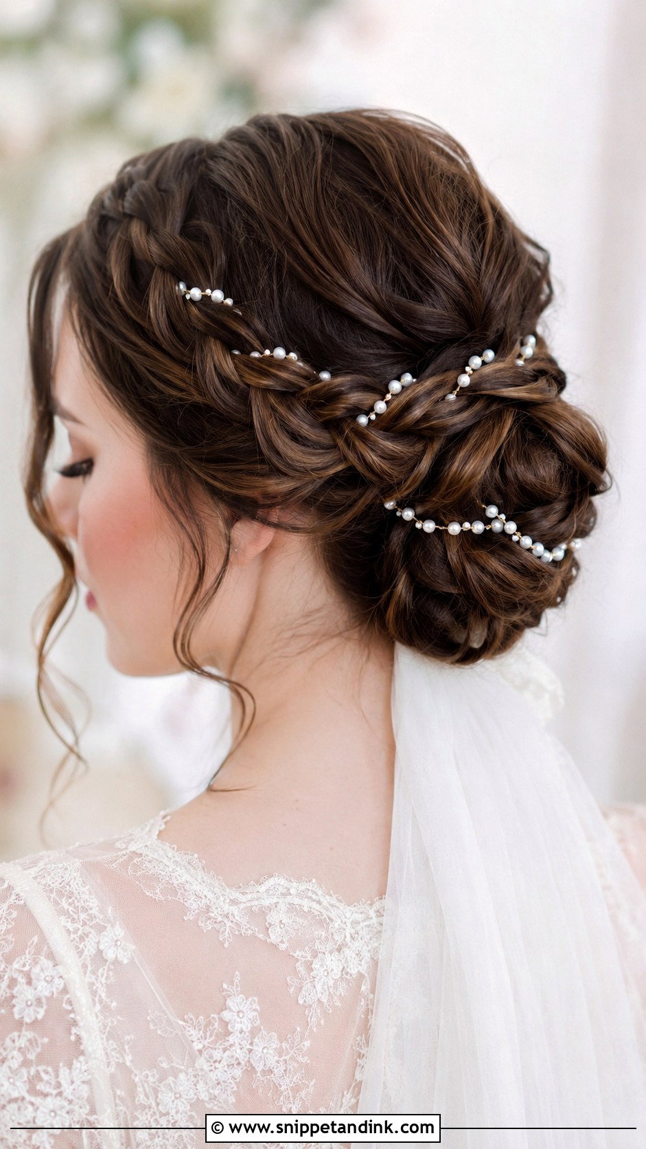 Braided Bun With Pearls - Snippet and Ink - 30 Bride Updo Hairstyles