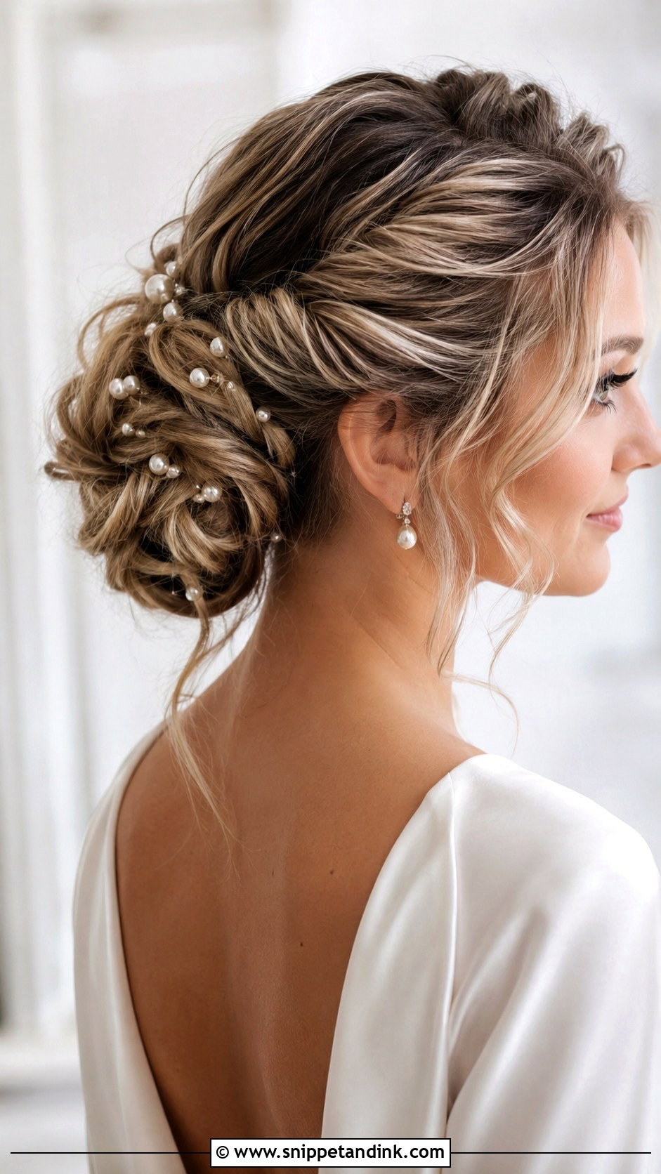 Braided Bun With Pearls Wedding Hairstyle - Snippet and Ink - 20 Elegant Braided Hairstyles Weddings