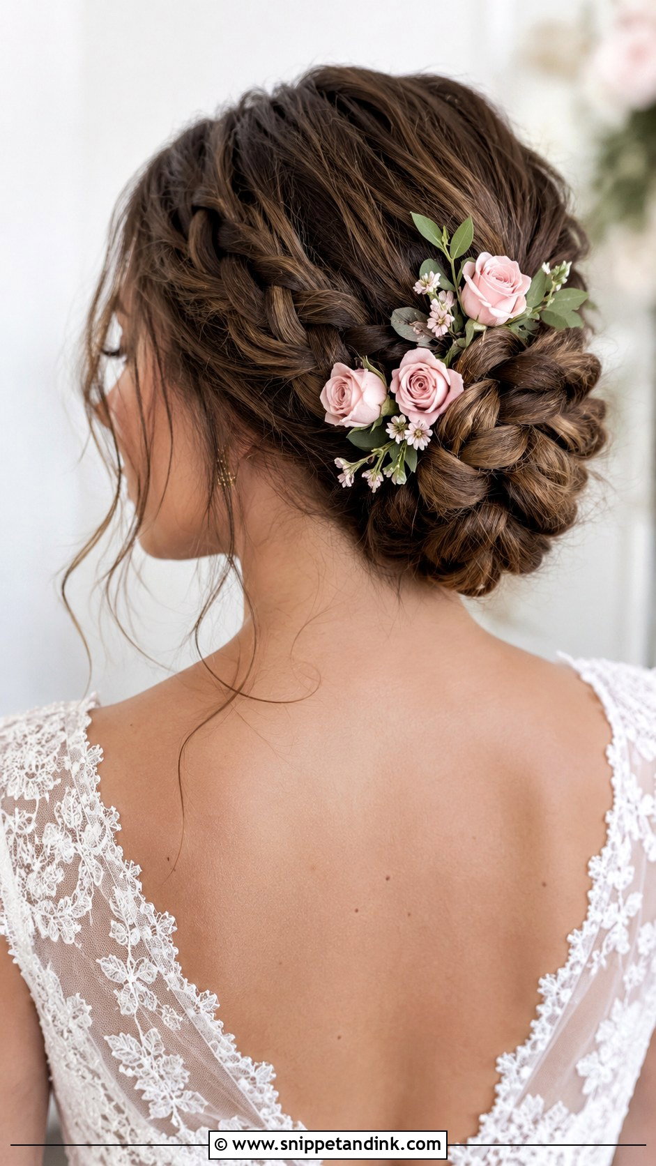Braided Bun With Spray Roses - Snippet and Ink - 25 Bridal Hair with Flowers