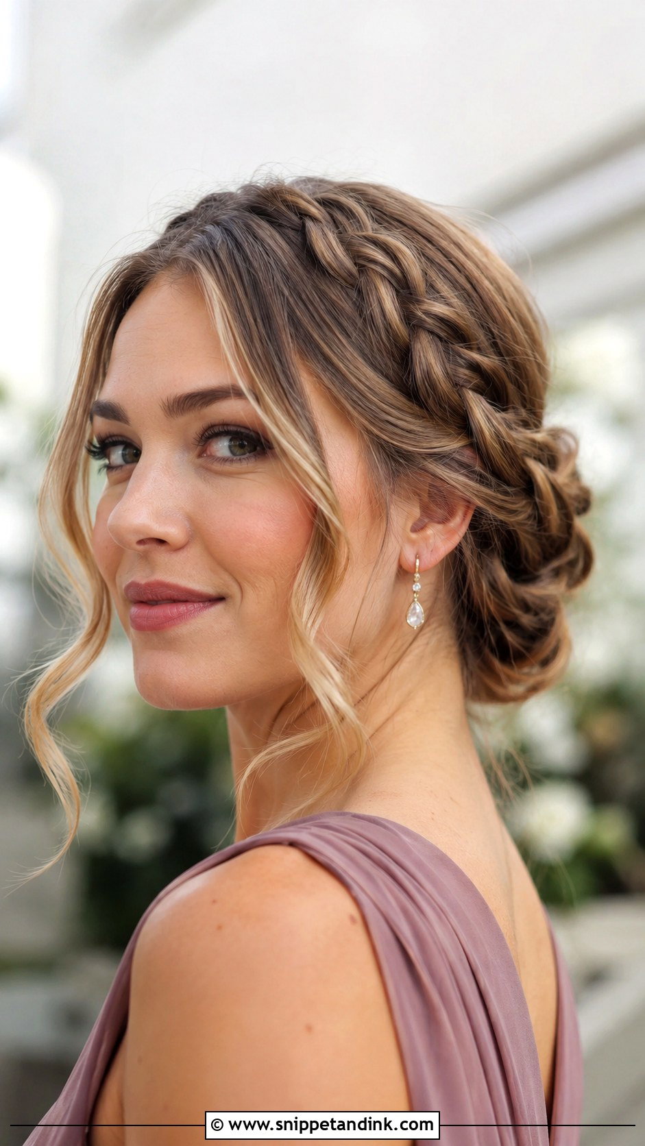 Braided Bun With Tendrils - Snippet and Ink - 20 Wedding Guest Braid Hairstyles