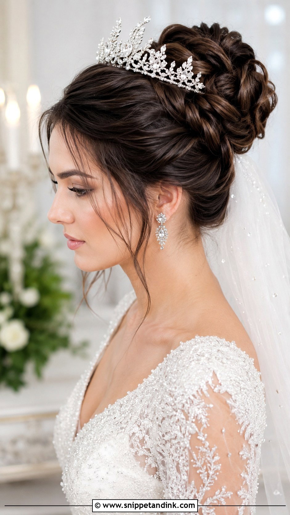Braided Bun With Tiara - Snippet and Ink - 20 Braided Bridal Hair Ideas