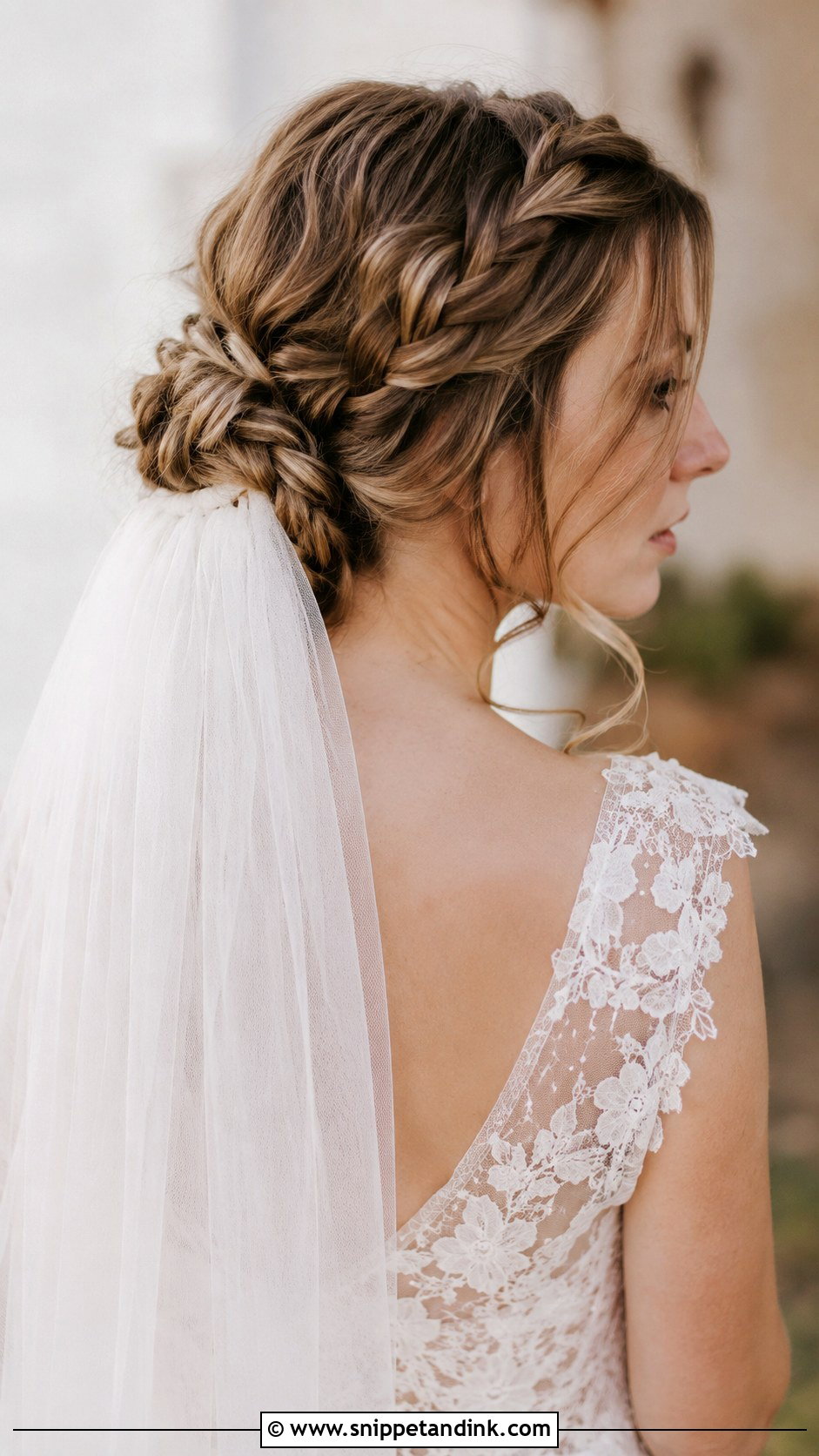 Braided Bun With Veil - Snippet and Ink - 35 Bridal Bun Ideas