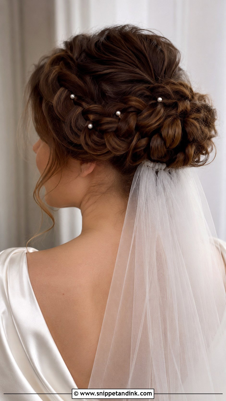Braided Bun With Veil Underneath - Snippet and Ink - 25 Veil Under Updo Ideas