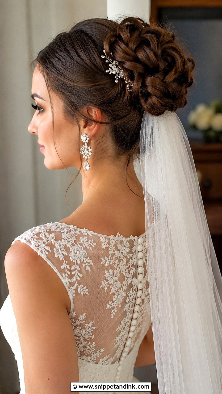 Braided Bun With Veil - Snippet and Ink - 20 Bride Braid Ideas