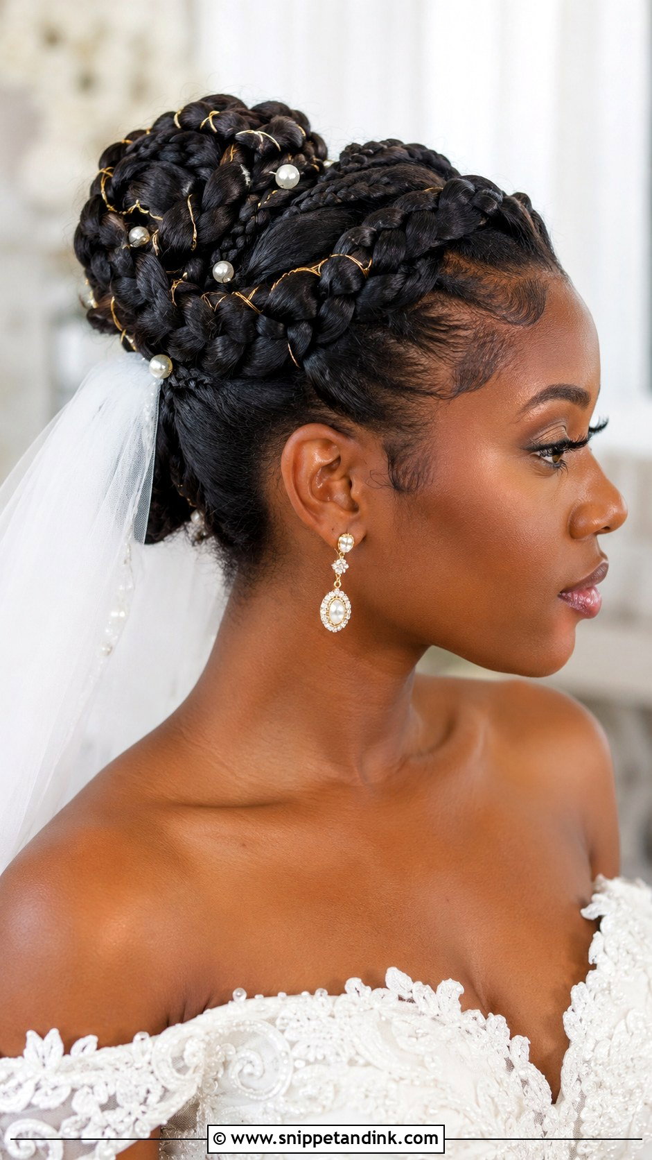 Braided Bun for Black Brides - Snippet and Ink - 25 Bridal Hair Black Women Ideas