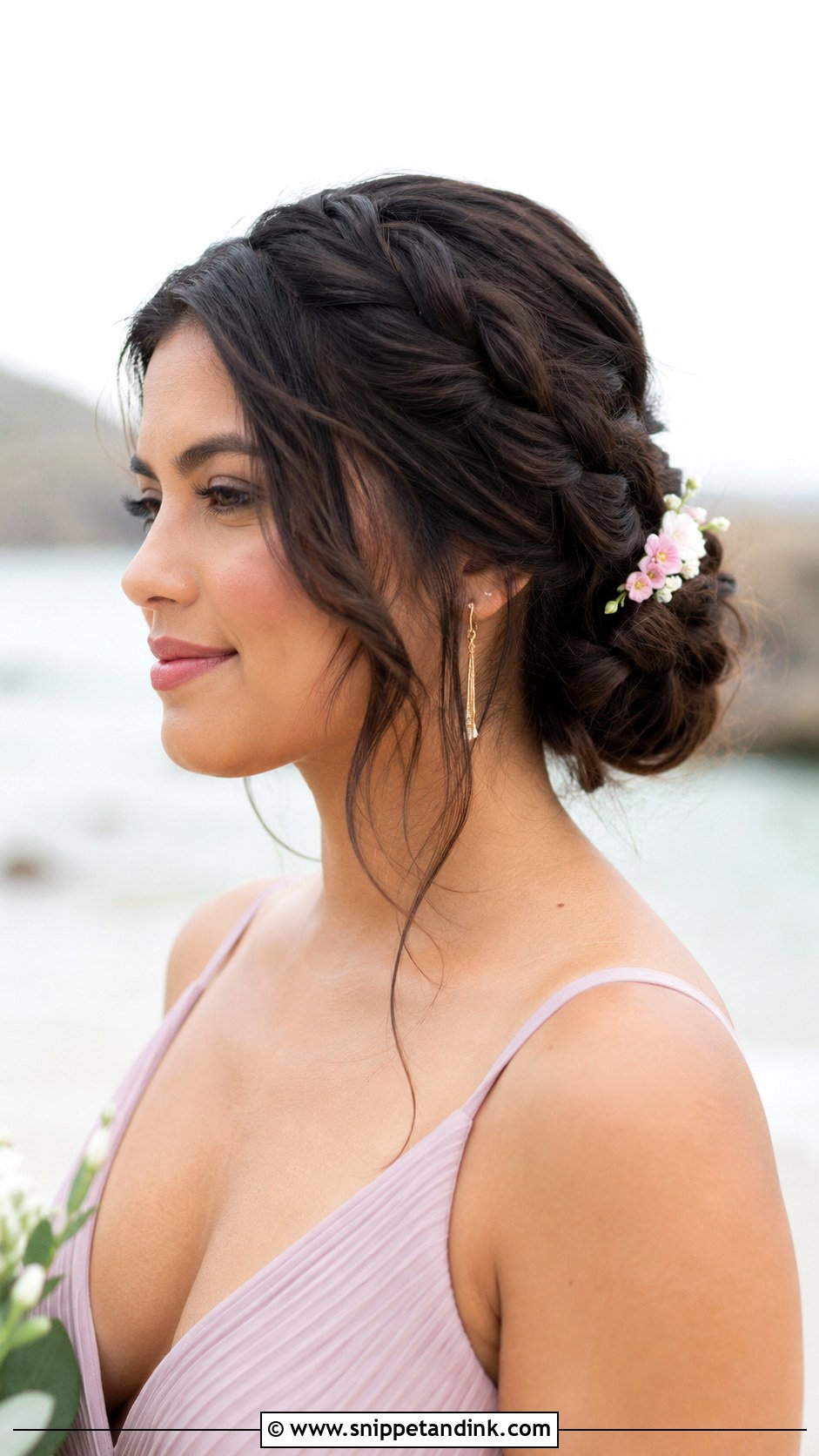Braided Bun for Bridesmaids - Snippet and Ink - 30 Beach Wedding Hair Ideas