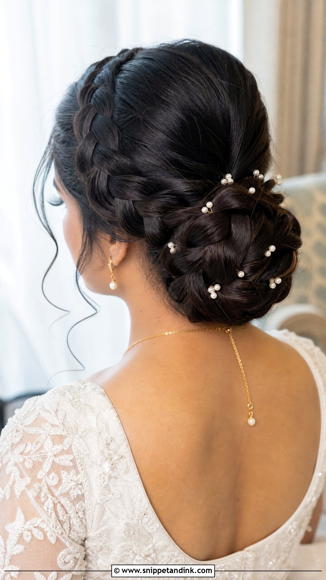 Braided Bun for Brunette Brides - Snippet and Ink - 20 Dark Hair Wedding Hairstyles Brides