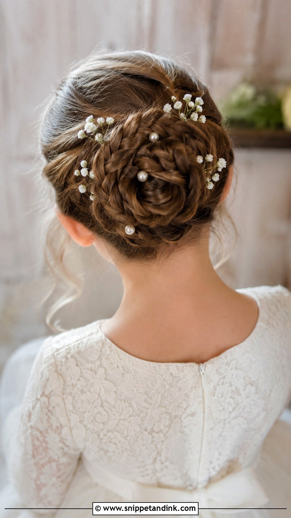 Braided Bun for Flower Girls - Snippet and Ink - 25 Kids Wedding Hairstyles