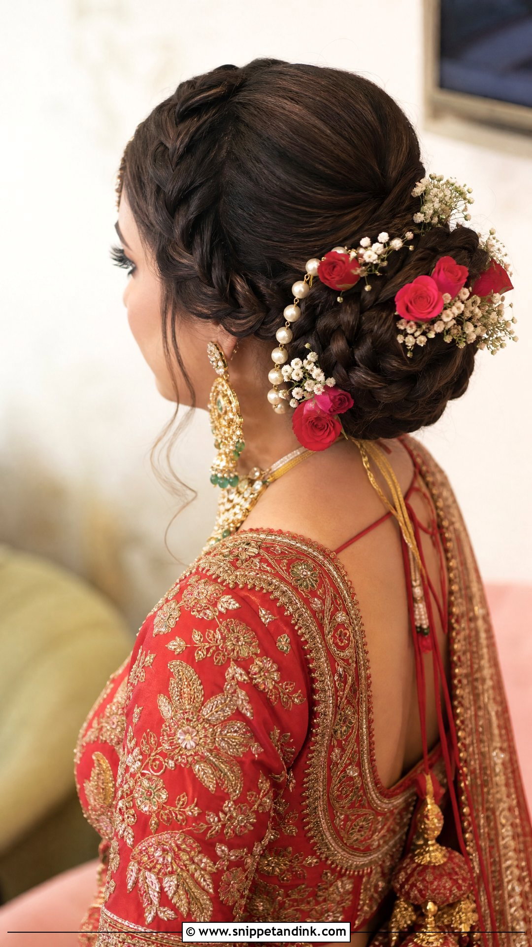 Braided Bun with Flowers - Snippet and Ink - 20 Indian Hairstyles for Bridal