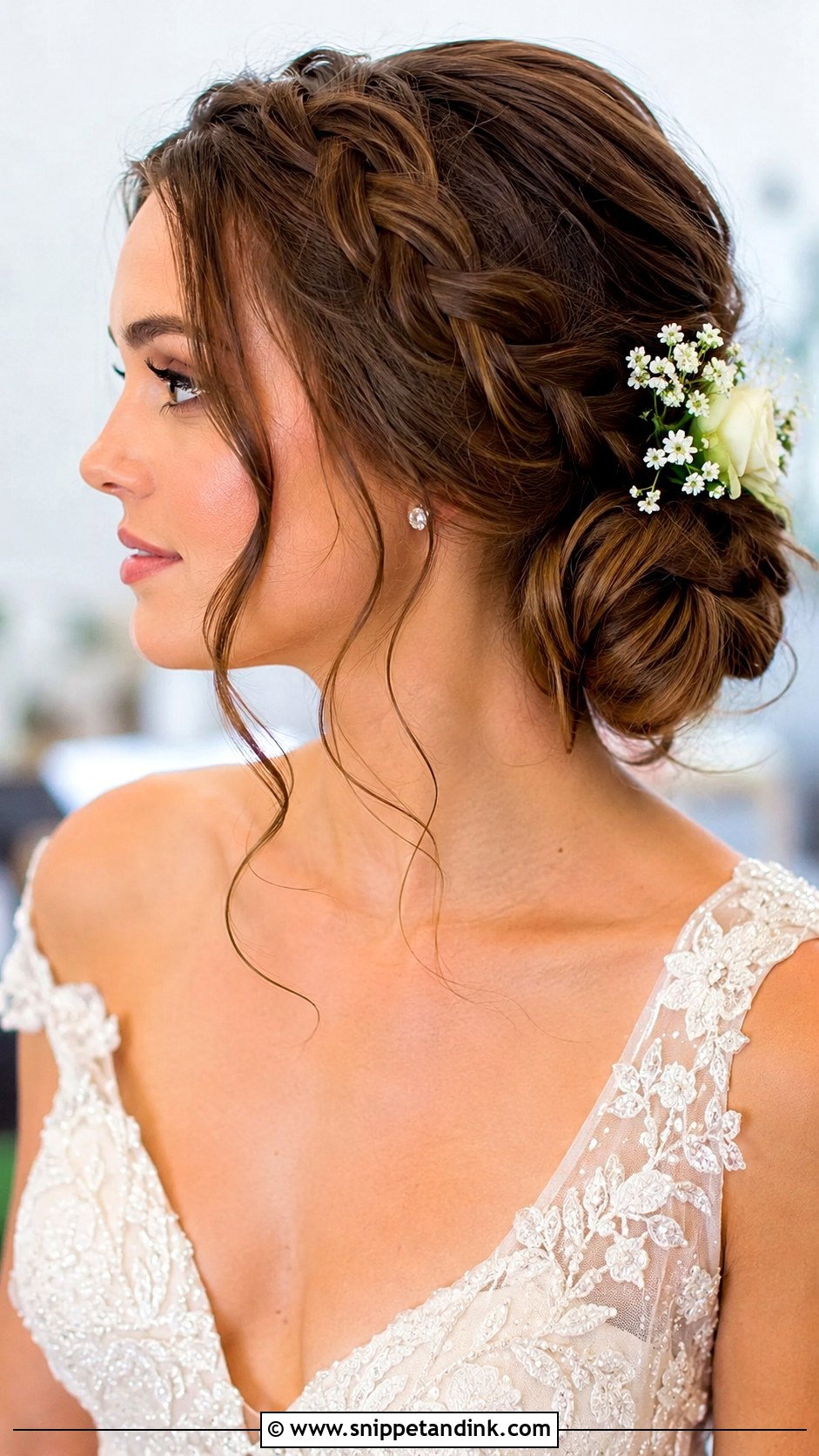 Braided Bun with Loose Strands - Snippet and Ink - 20 Wedding Hair with Braids
