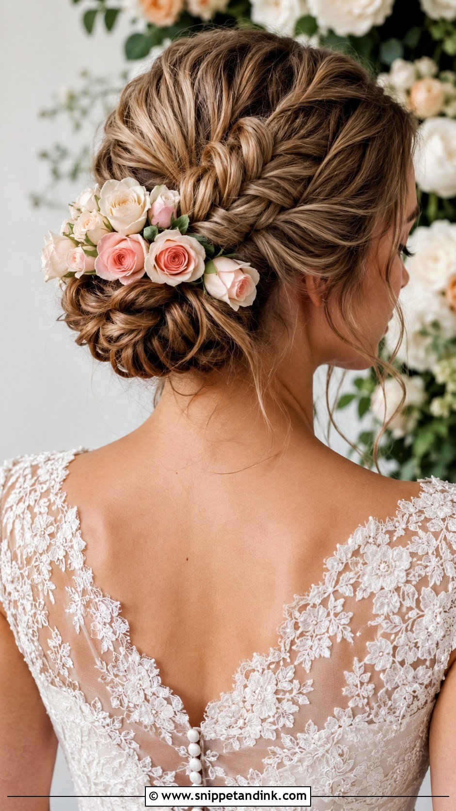 Braided Bun with Roses - Snippet and Ink - 20 Bridal Hair Buns with Flowers
