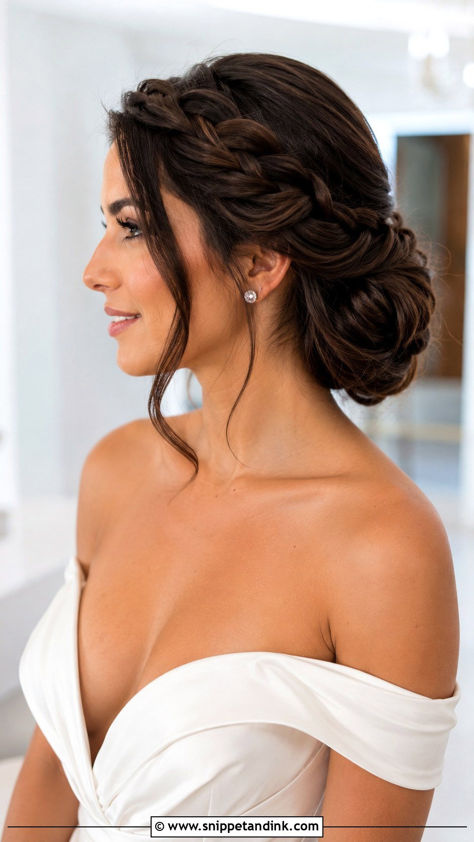Braided Chignon Low Bun Wedding Hair - Snippet and Ink - 15 Low Bun with Braid Wedding Hair Ideas