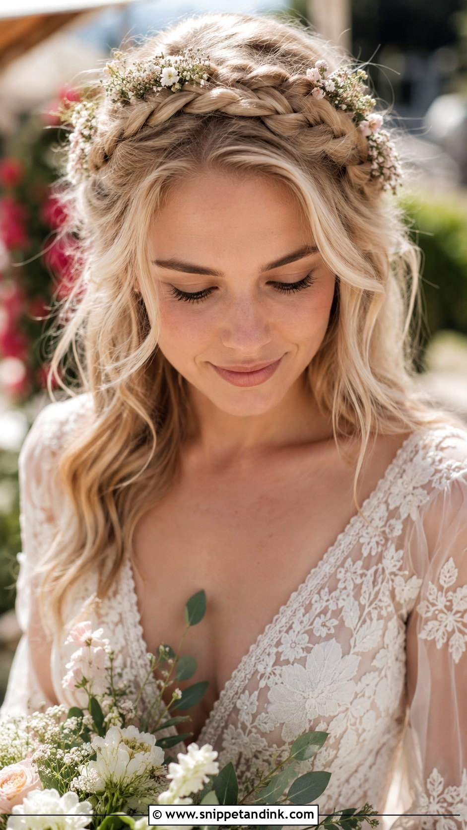 Braided Crown - Snippet and Ink - 25 Wedding Guest Hair Inspo Ideas