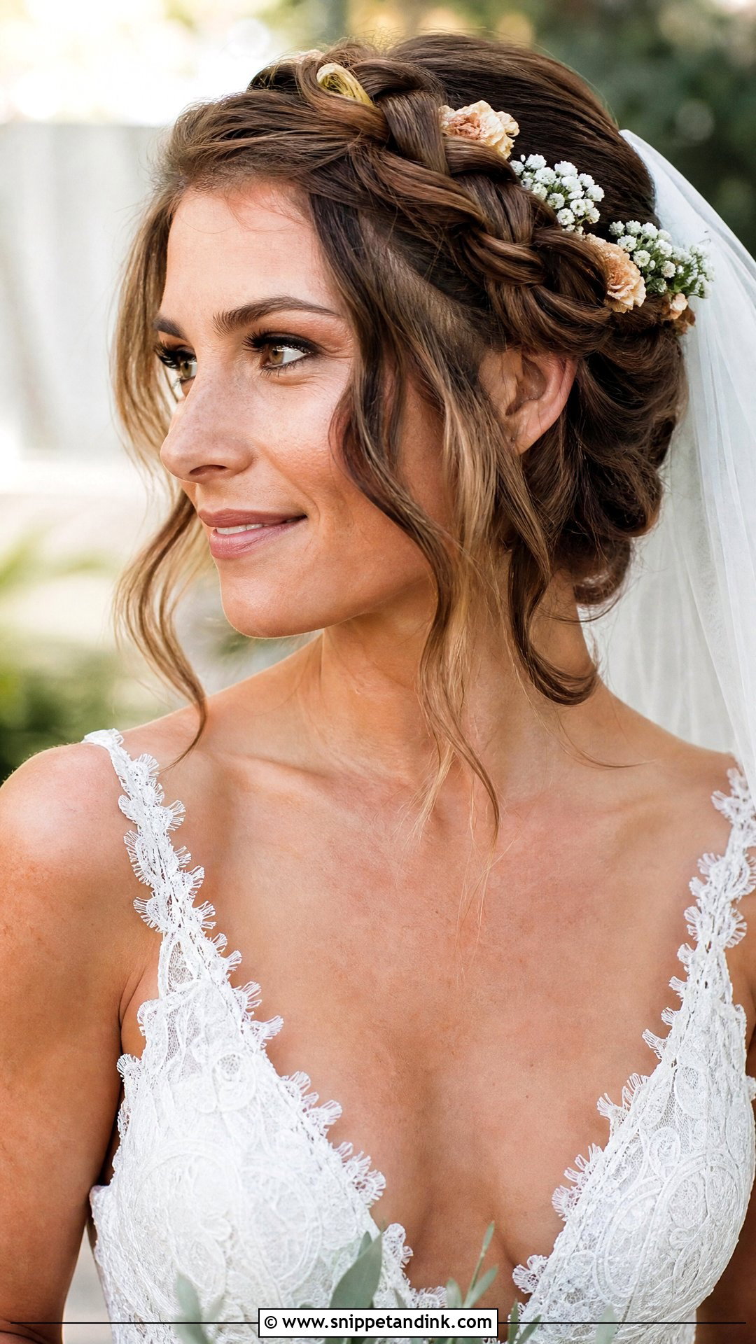 Braided Crown Bob With Veil - Snippet and Ink - 20 Short Veil Hairstyles