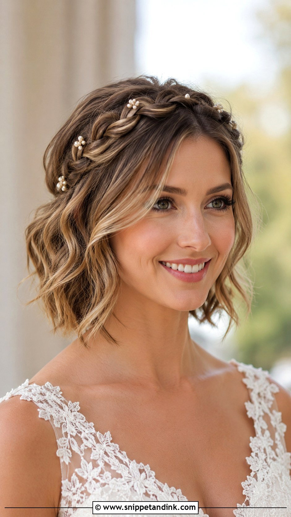 Braided Crown Bridal Bob - Snippet and Ink - 20 Bob Hair Bride Ideas