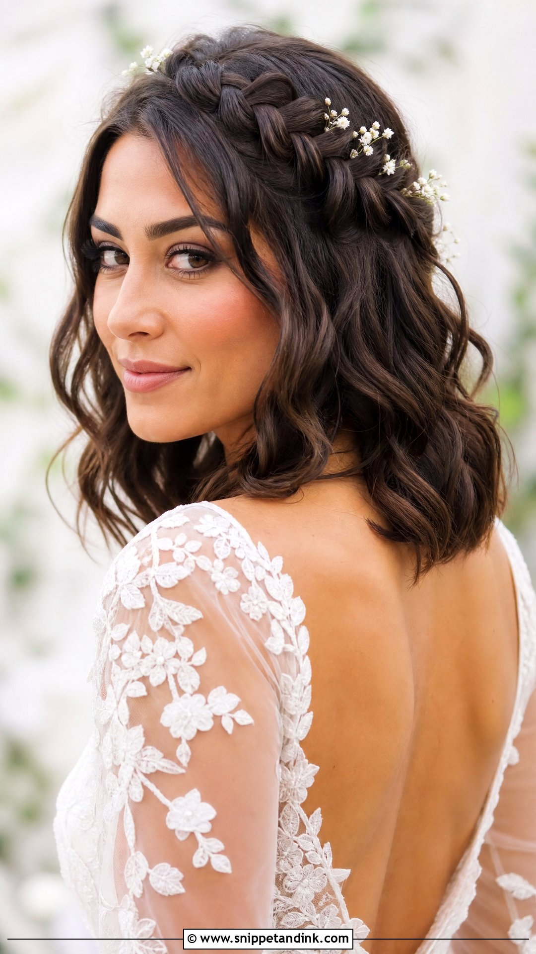 Braided Crown Bridal Hair For Shoulder Length Hair - Snippet and Ink - 15 Bridal Hair for Shoulder Length Hair Ideas