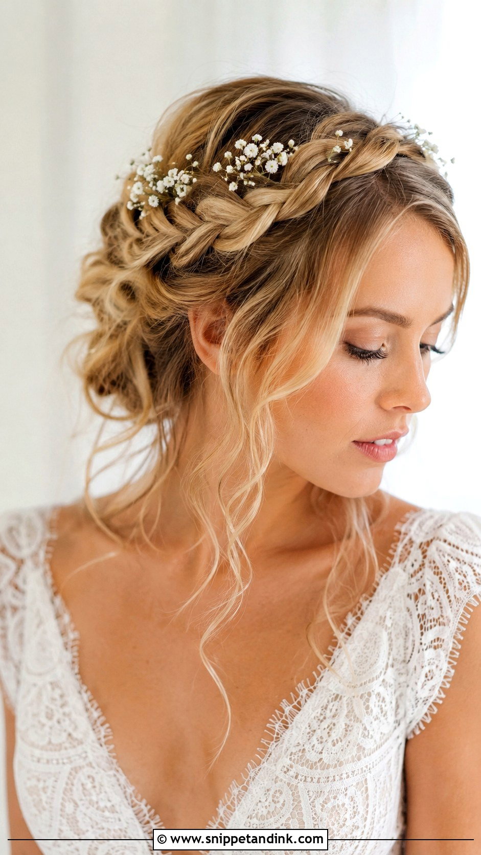 Braided Crown Bridal Hair - Snippet and Ink - 20 Bridal Hair Inspo 2025 Ideas