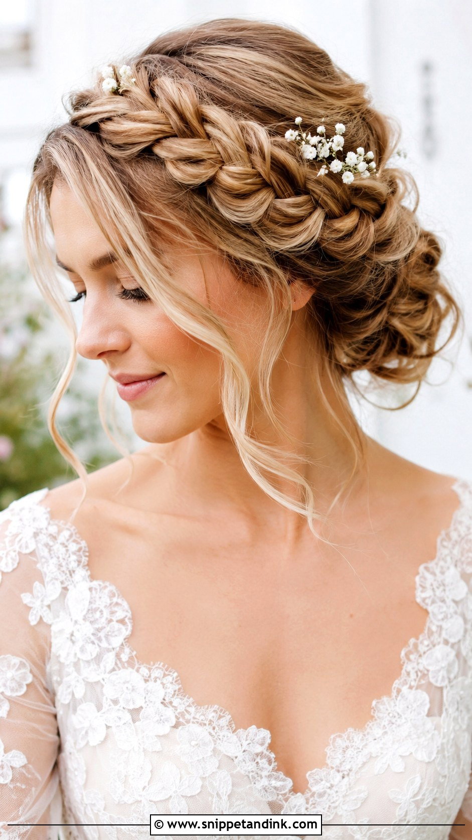 Braided Crown Bridal Hairstyle - Snippet and Ink - 15 Long Face Bridal Hairstyles