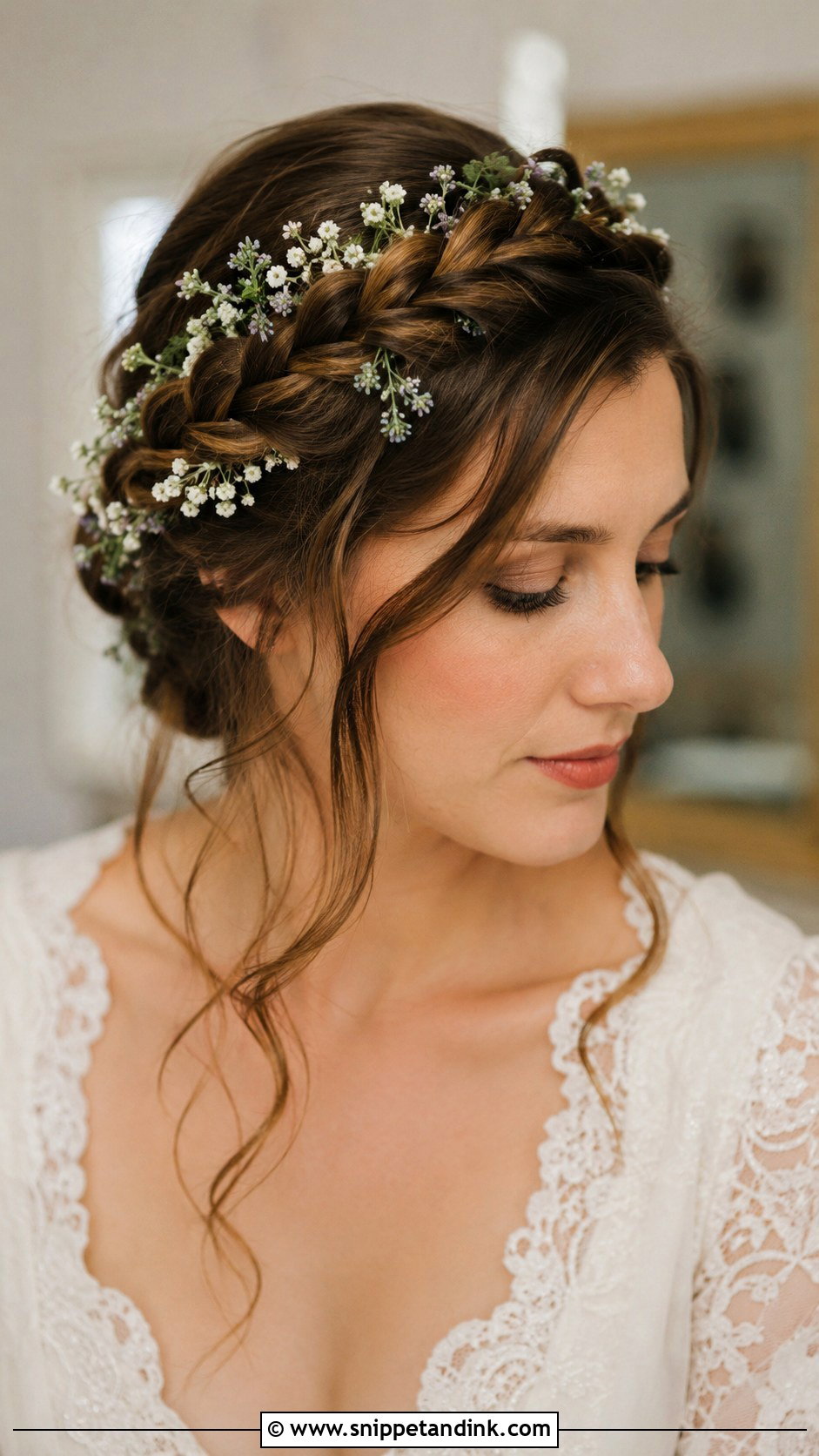 Braided Crown Bridal Hairstyle - Snippet and Ink - 25 Bridal Hair Inspo Ideas