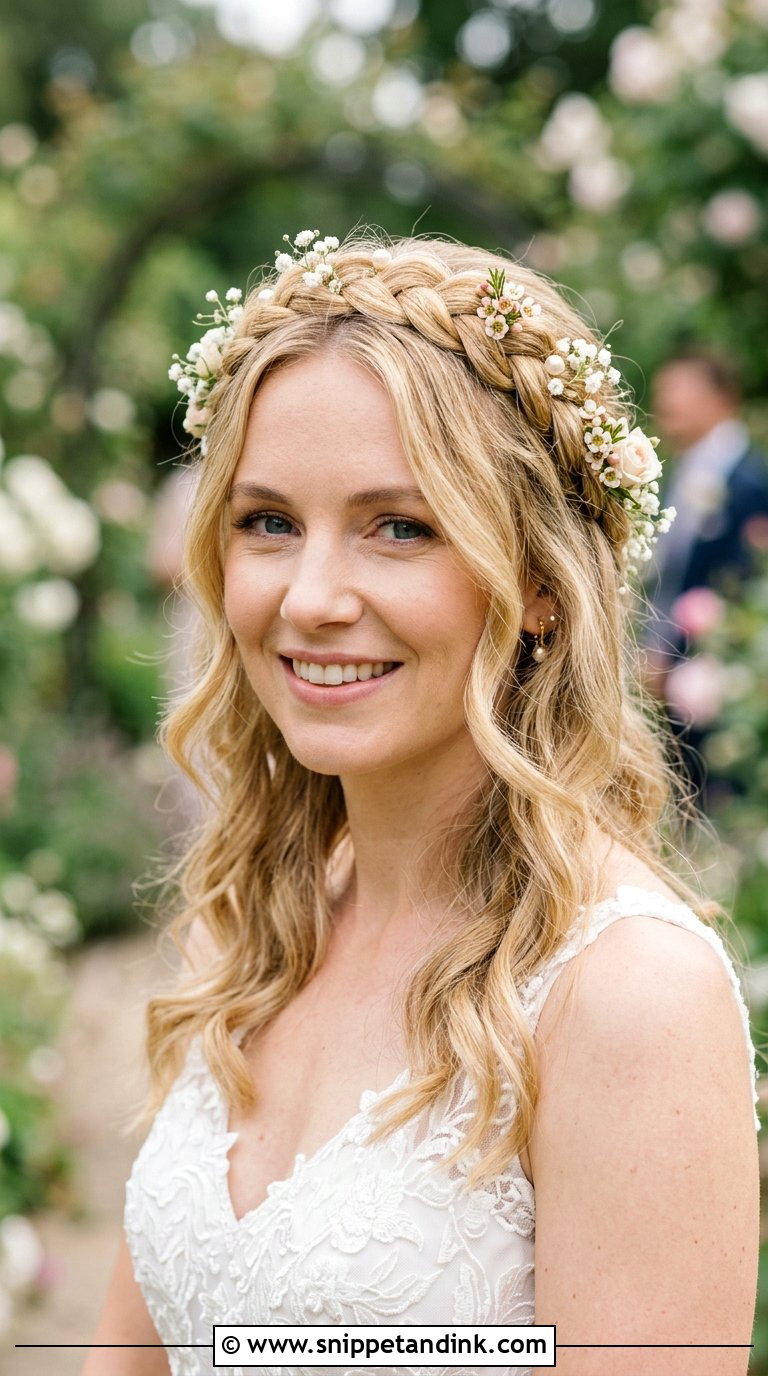 Braided Crown Bridal Hairstyle - Snippet and Ink - 20 Bridal Hairstyles Front View