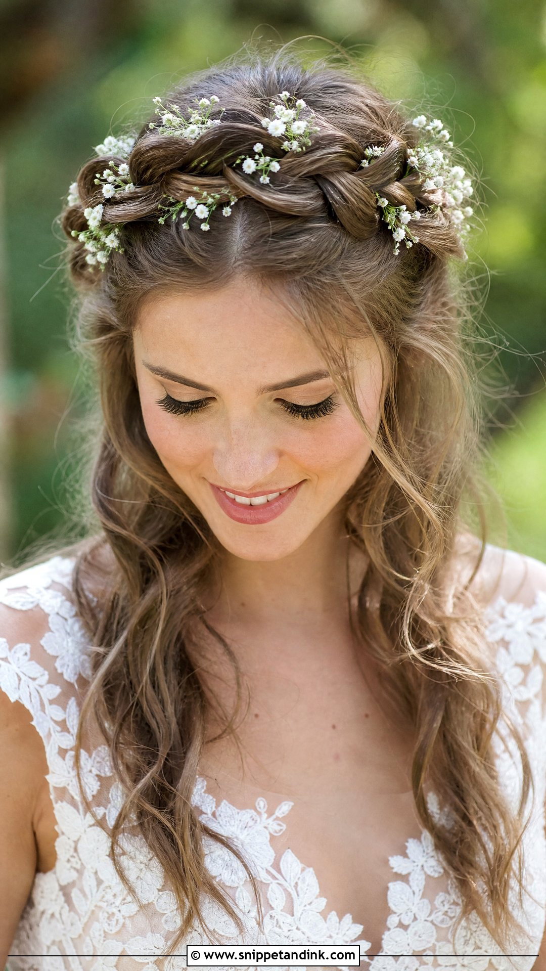 Braided Crown Bridal Hairstyle - Snippet and Ink - 20 Shoulder Length Bridal Hairstyles